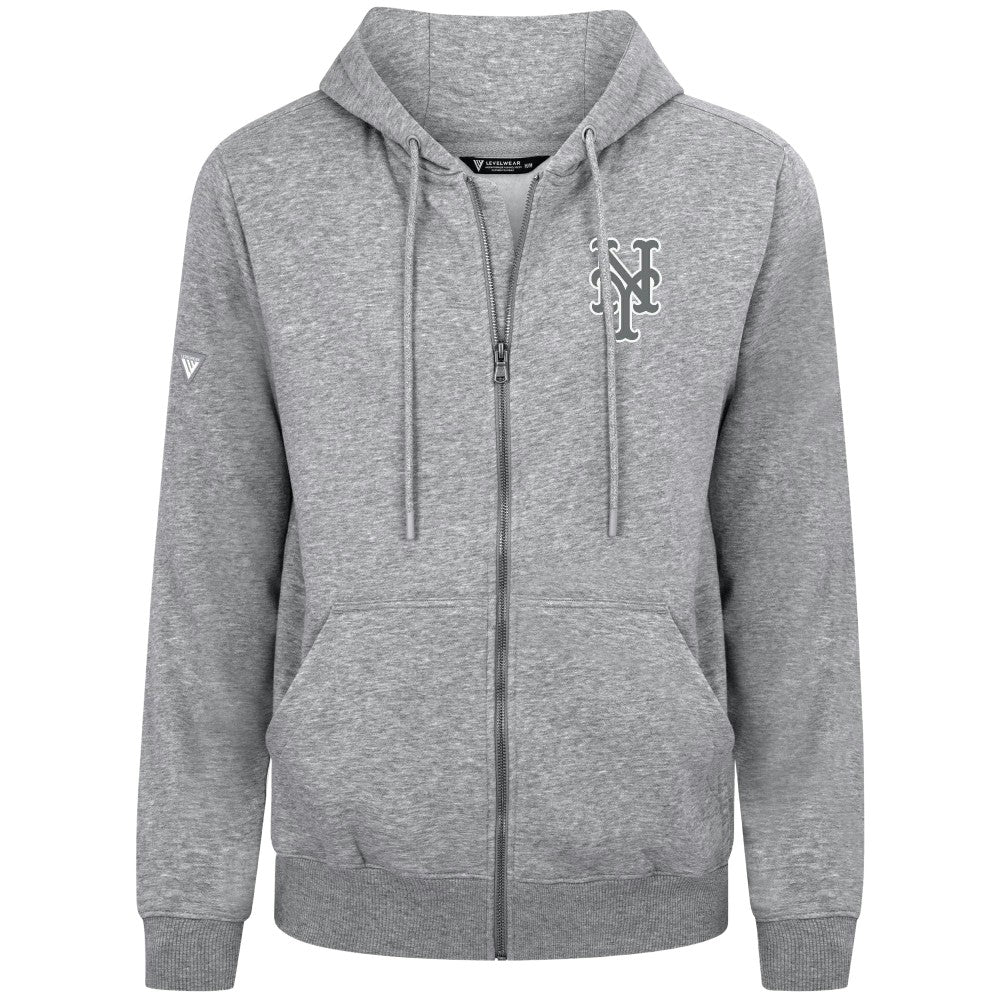 New York Mets Levelwear Podium Banner Arch Full-Zip Hoodie - Heather Gray