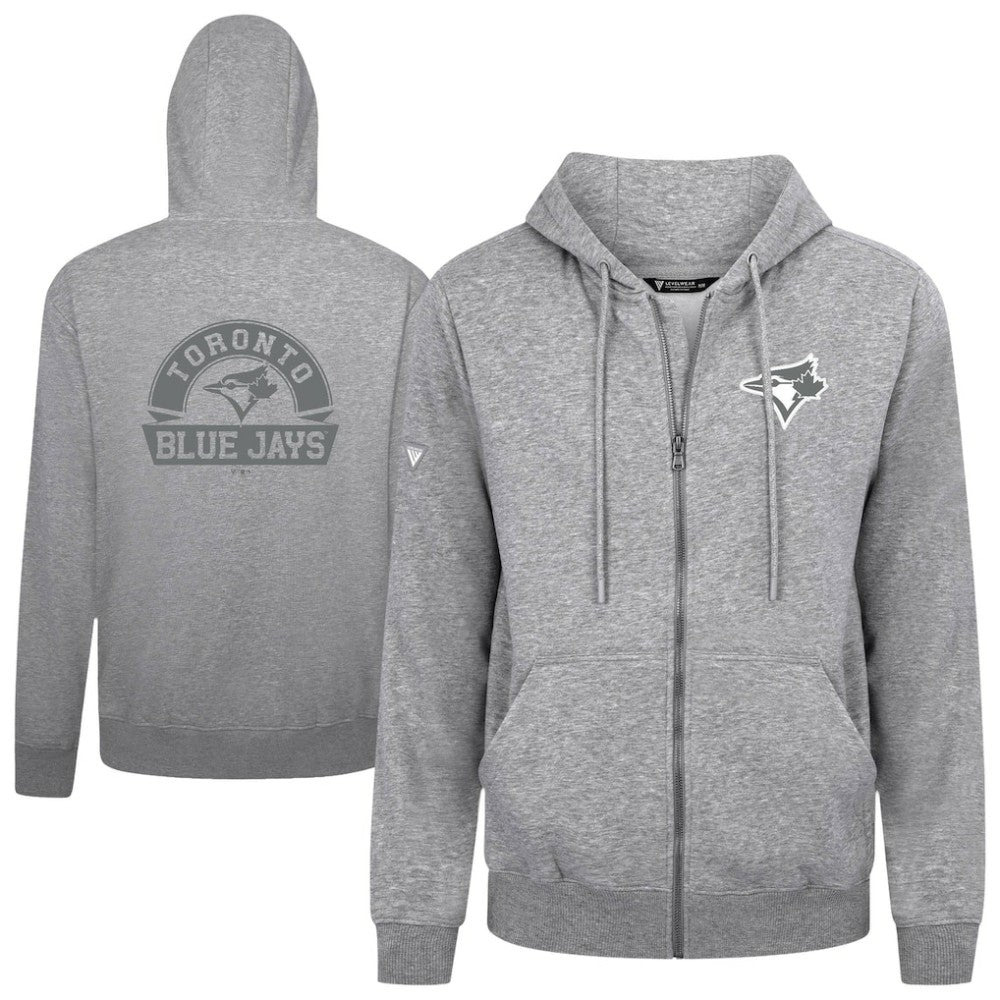Toronto Blue Jays Levelwear Podium Banner Arch Full-Zip Hoodie - Heather Gray