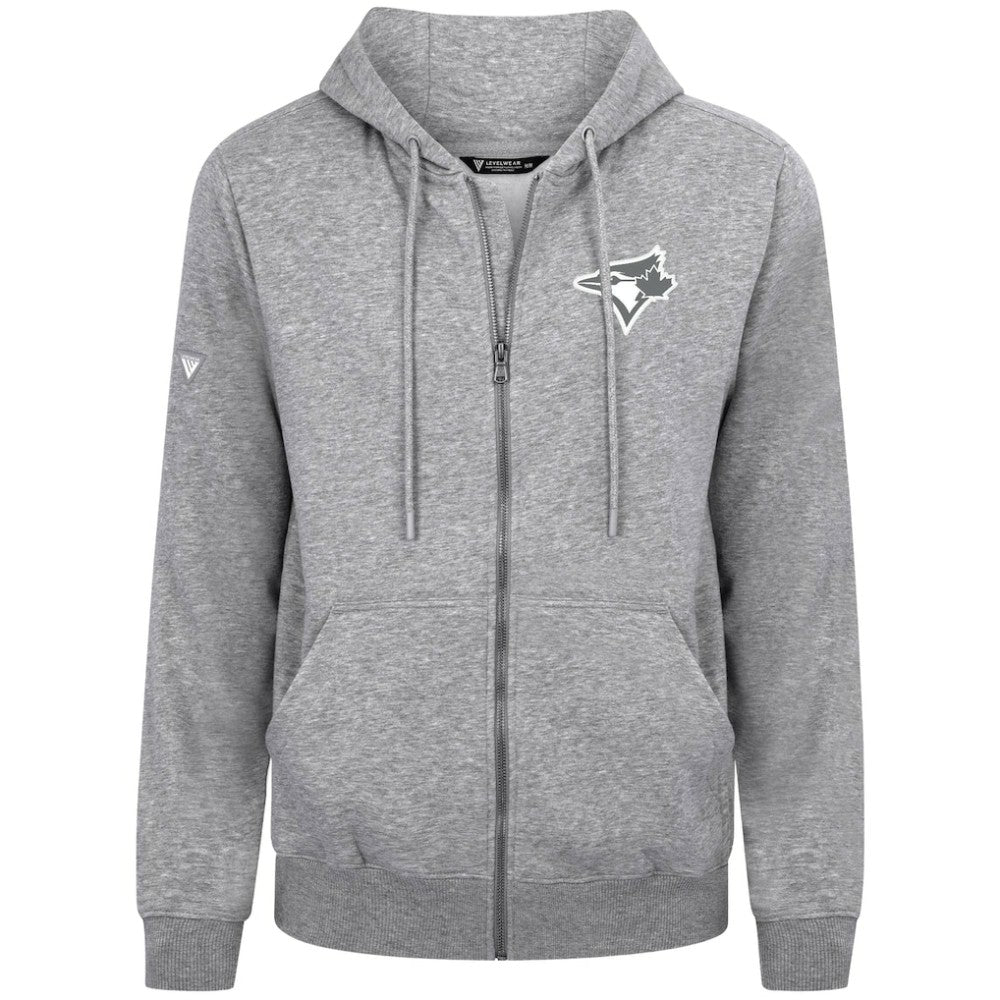 Toronto Blue Jays Levelwear Podium Banner Arch Full-Zip Hoodie - Heather Gray