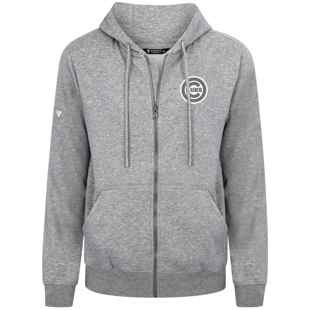 Chicago Cubs Levelwear Podium Banner Arch Full-Zip Hoodie - Heather Gray