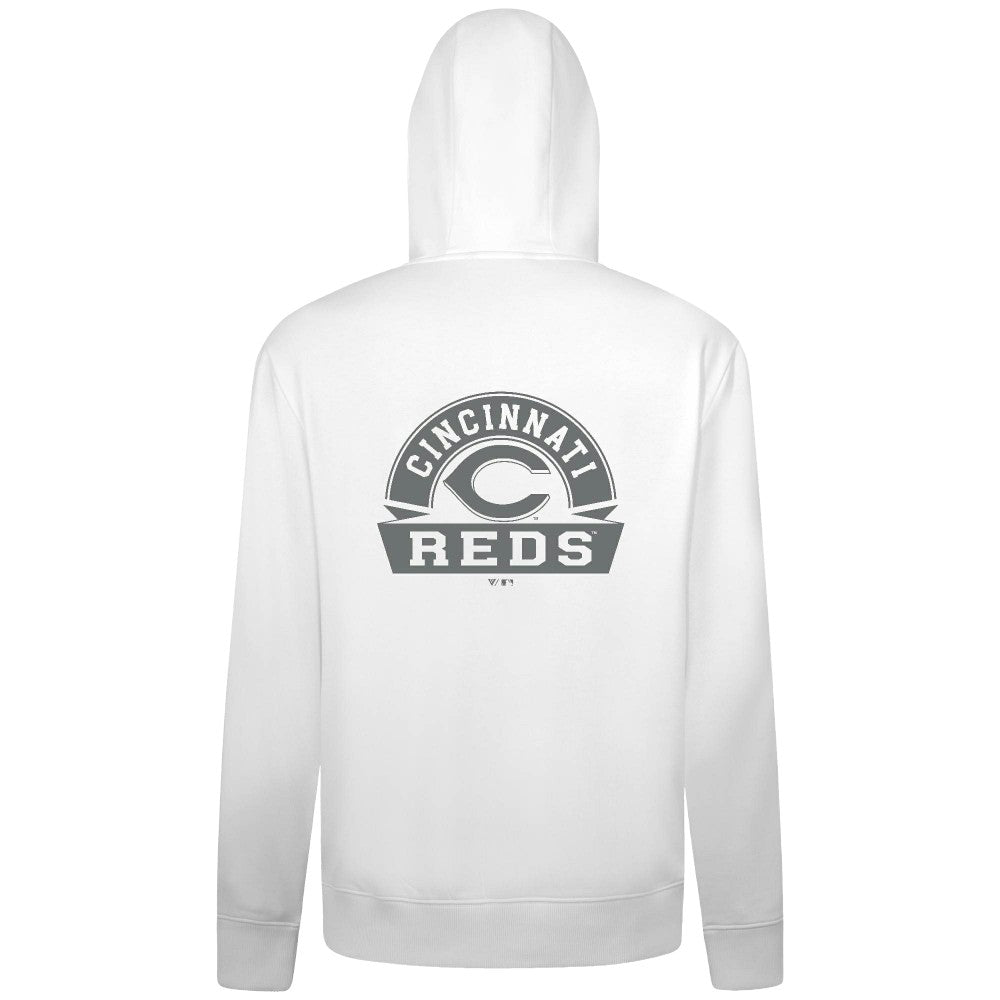 Cincinnati Reds Levelwear Podium Banner Arch Full-Zip Hoodie - White