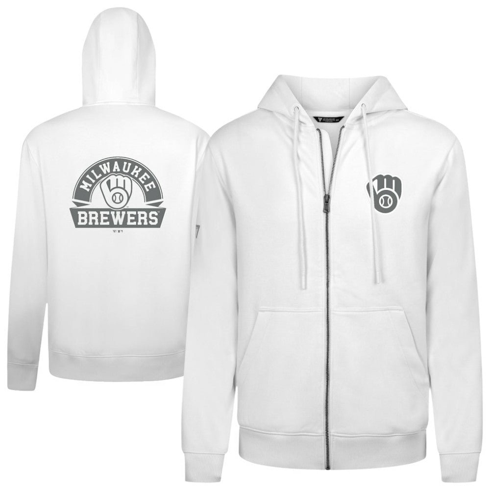 Milwaukee Brewers Levelwear Podium Banner Arch Full-Zip Hoodie - White