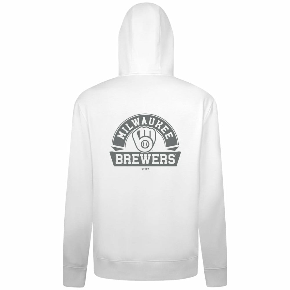 Milwaukee Brewers Levelwear Podium Banner Arch Full-Zip Hoodie - White
