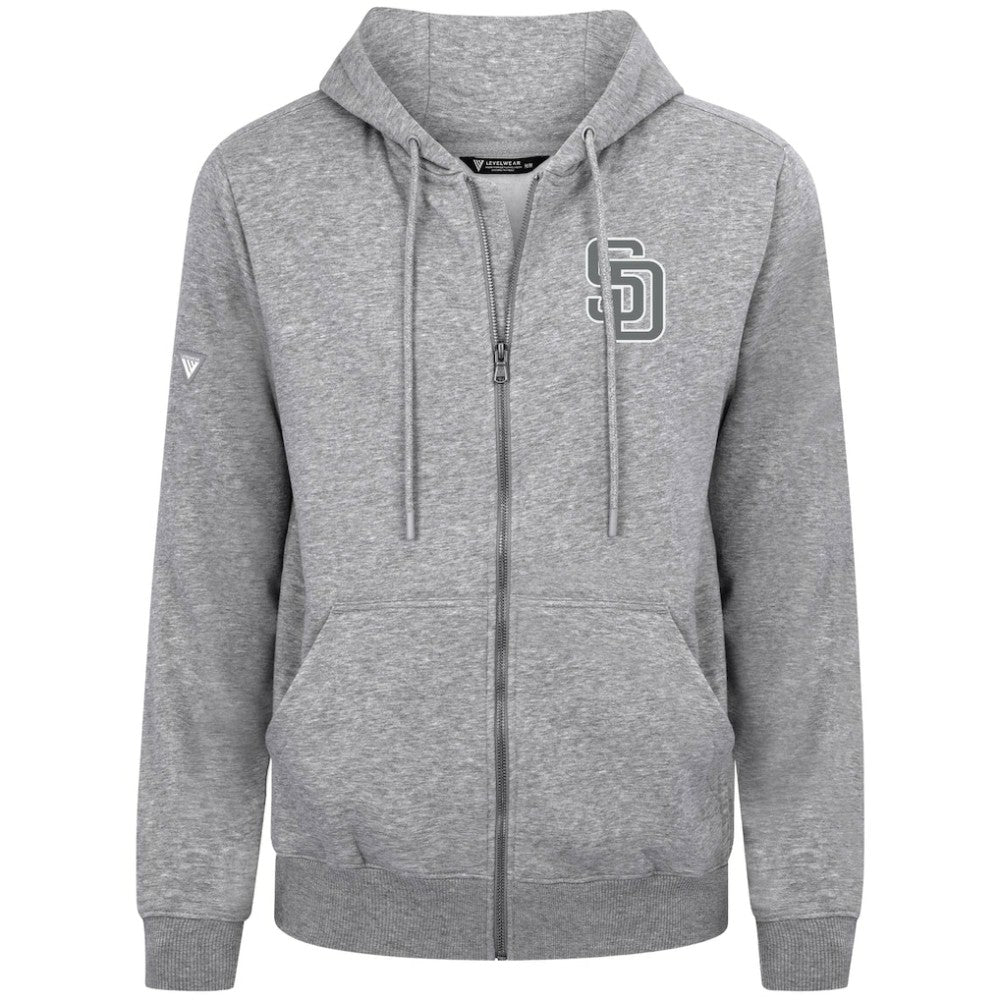 San Diego Padres Levelwear Podium Banner Arch Full-Zip Hoodie - Heather Gray