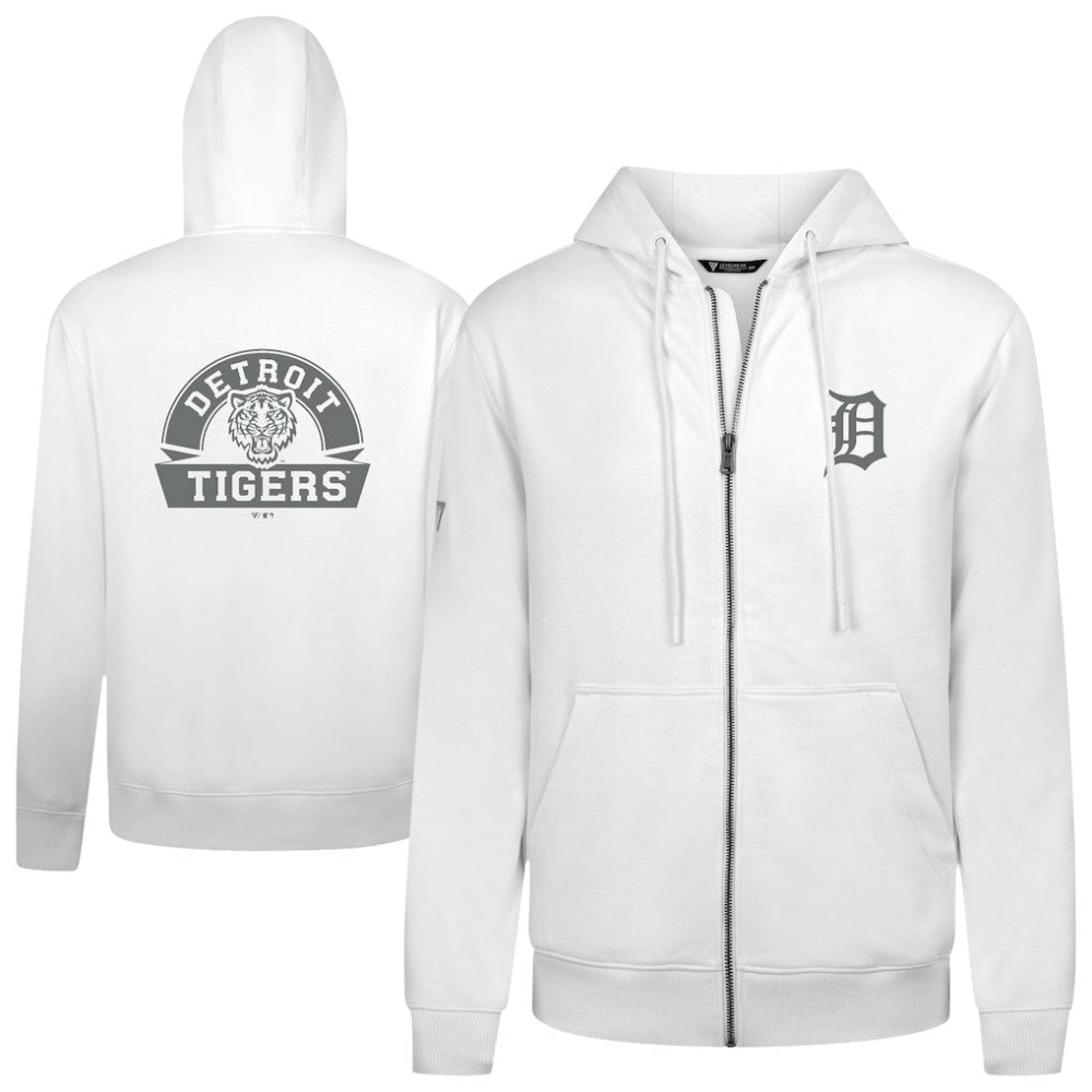 Detroit Tigers Levelwear Podium Banner Arch Full-Zip Hoodie - White