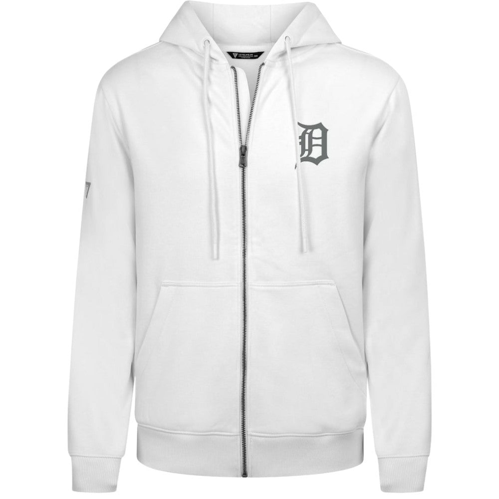 Detroit Tigers Levelwear Podium Banner Arch Full-Zip Hoodie - White