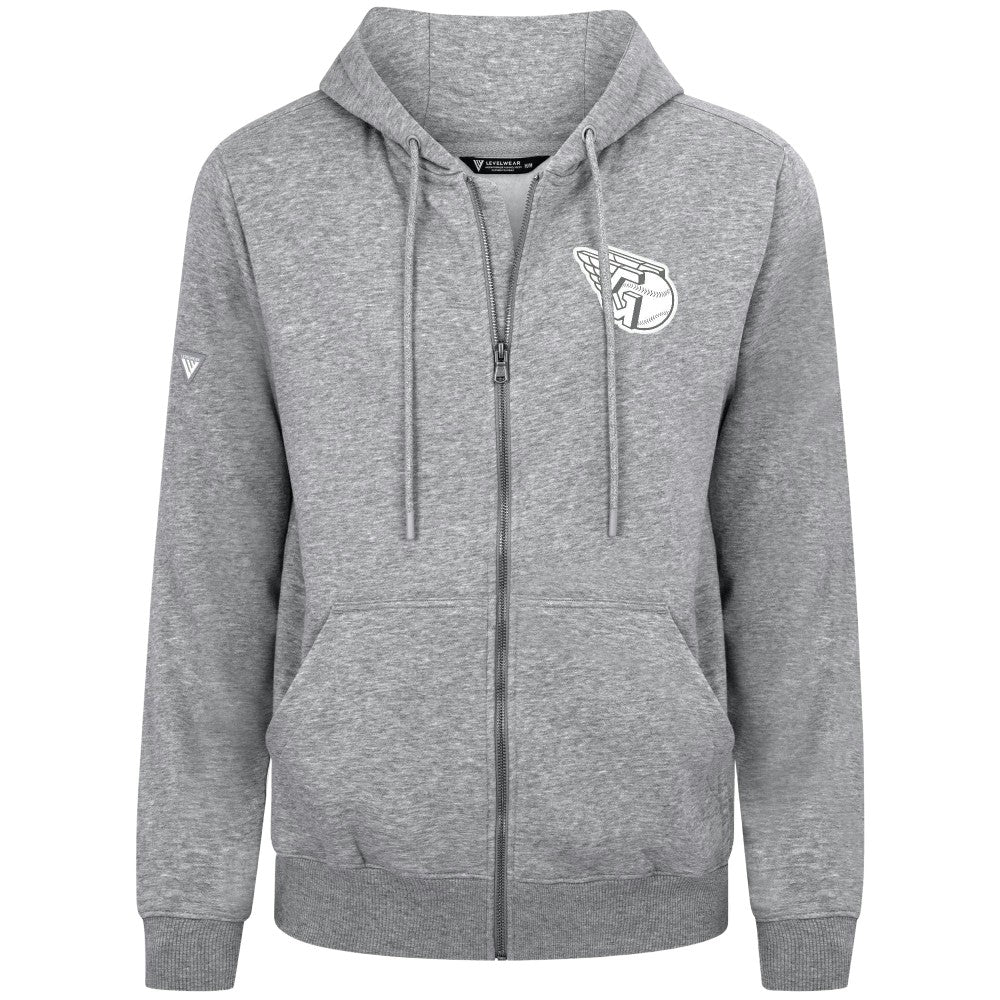 Cleveland Guardians Levelwear Podium Banner Arch Full-Zip Hoodie - Heather Gray