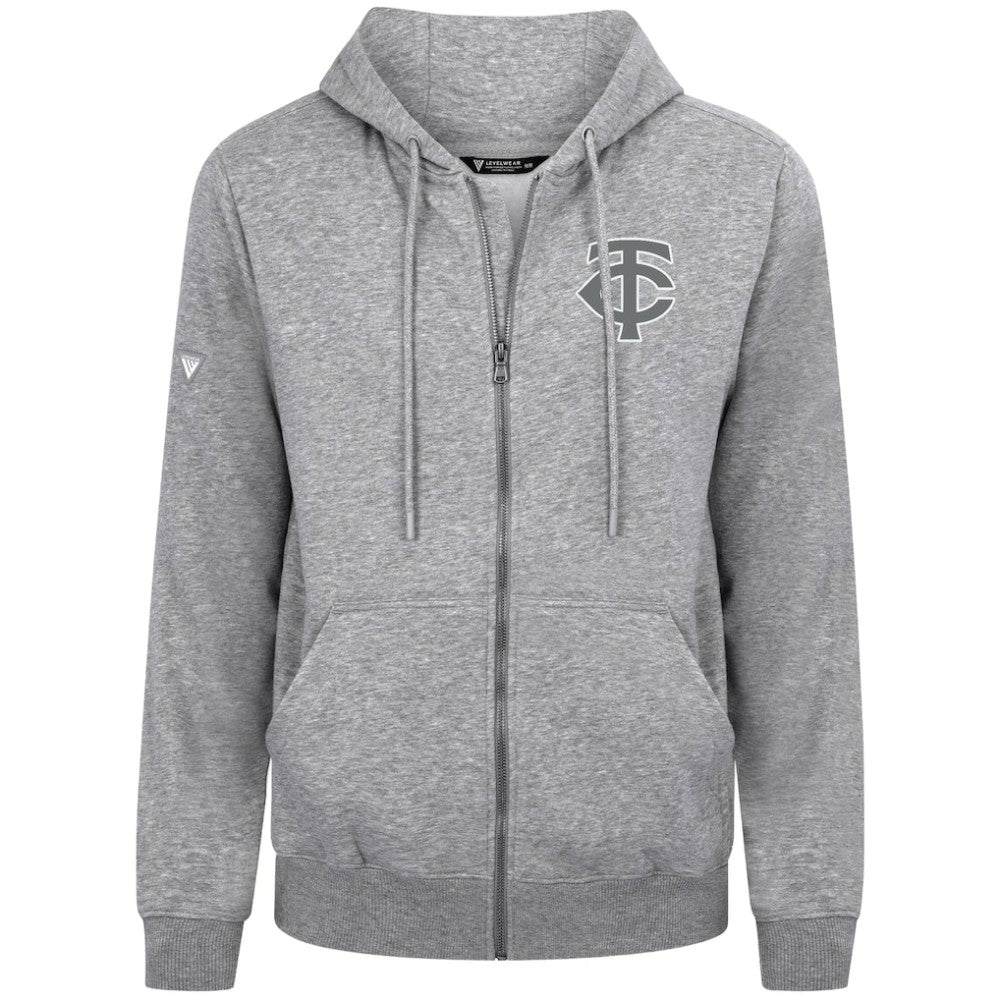 Minnesota Twins Levelwear Podium Banner Arch Full-Zip Hoodie - Heather Gray