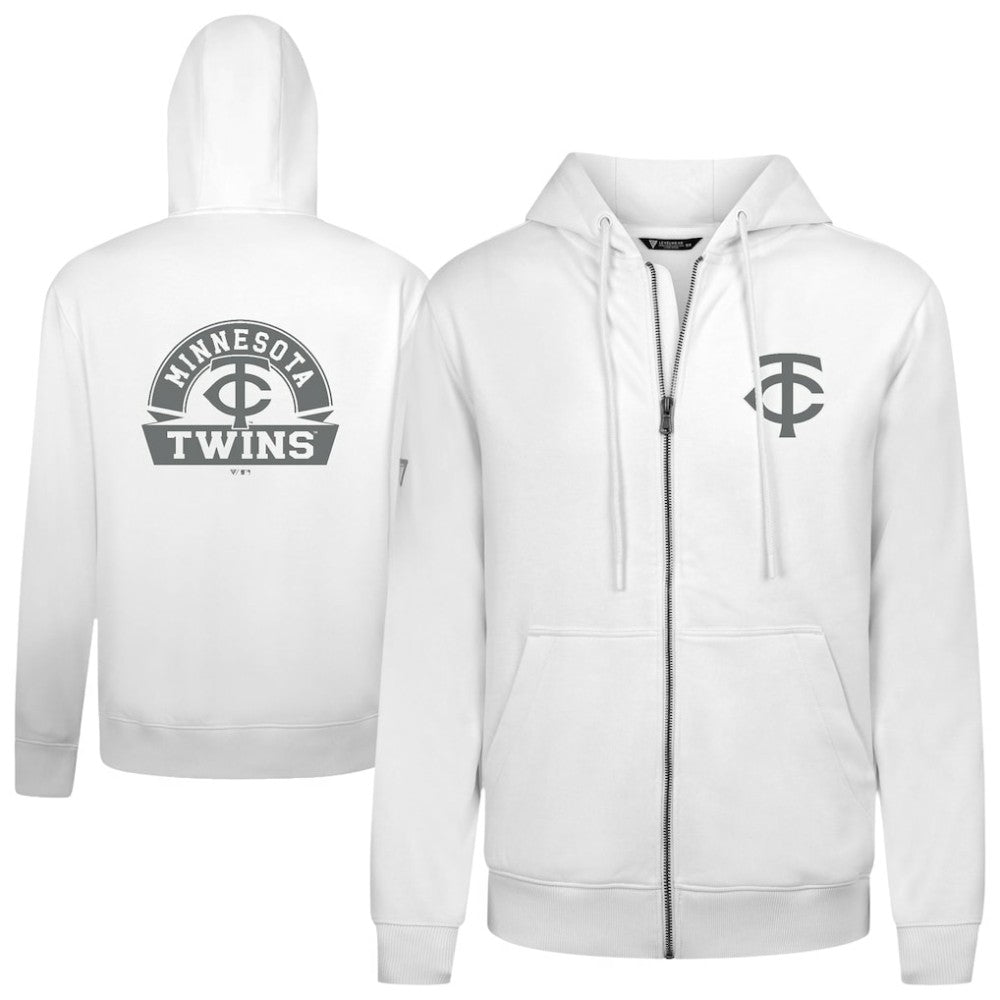 Minnesota Twins Levelwear Podium Banner Arch Full-Zip Hoodie - White