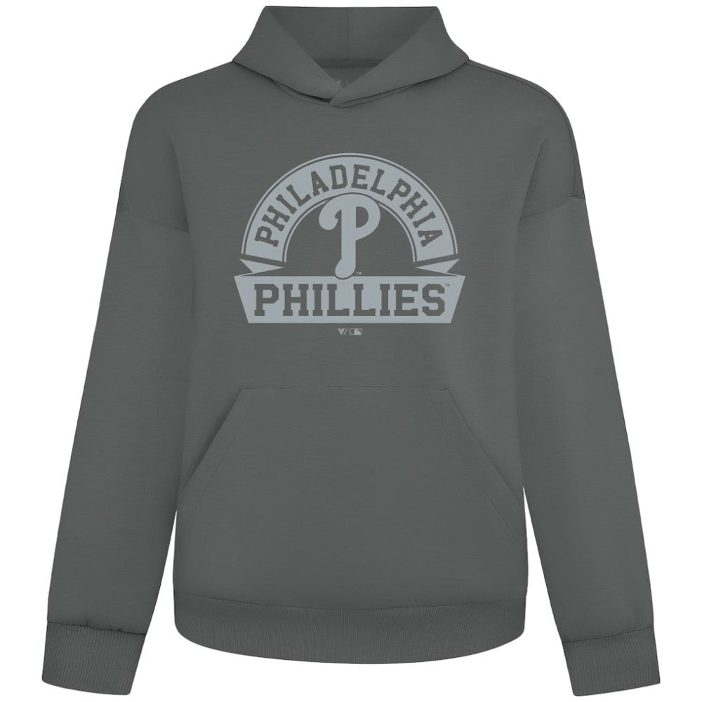 Philadelphia Phillies Levelwear Luxe Signature Banner Arch Tri-Blend Hoodie - Gray