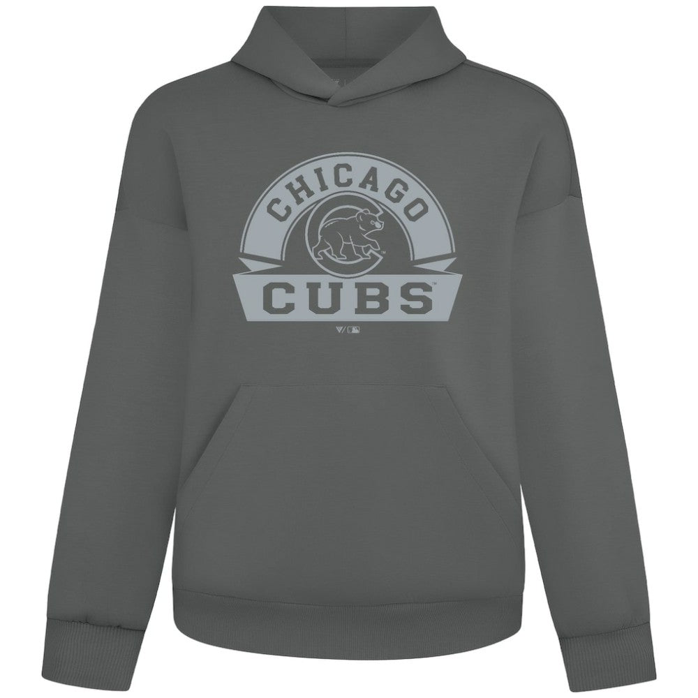 Chicago Cubs Levelwear Luxe Signature Banner Arch Tri-Blend Hoodie - Gray