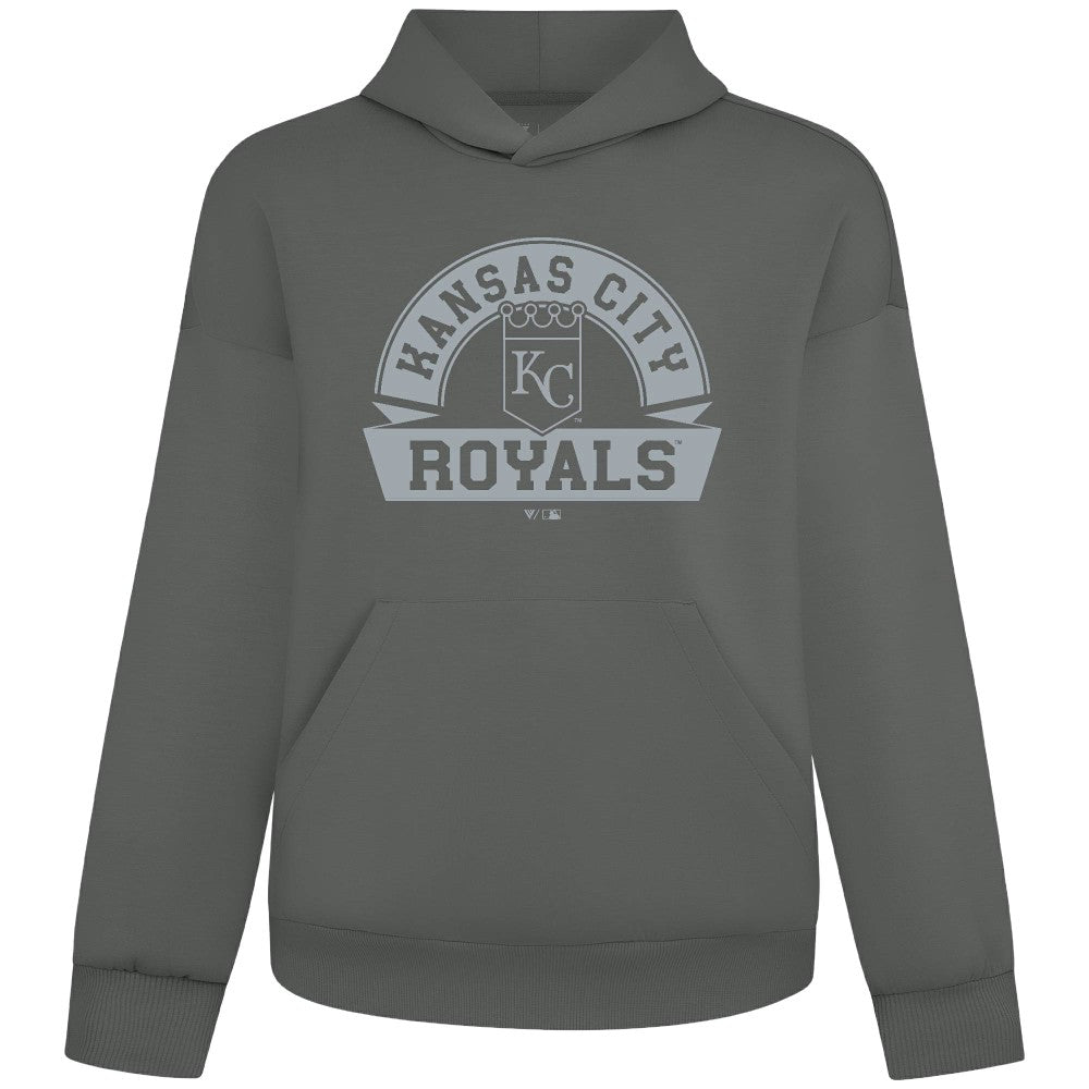Kansas City Royals Levelwear Luxe Signature Banner Arch Tri-Blend Hoodie - Gray