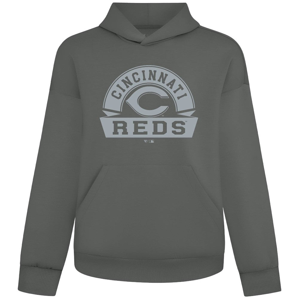 Cincinnati Reds Levelwear Luxe Signature Banner Arch Tri-Blend Hoodie - Gray