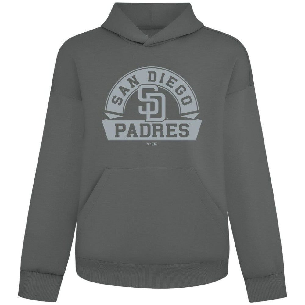 San Diego Padres Levelwear Luxe Signature Banner Arch Tri-Blend Hoodie - Gray