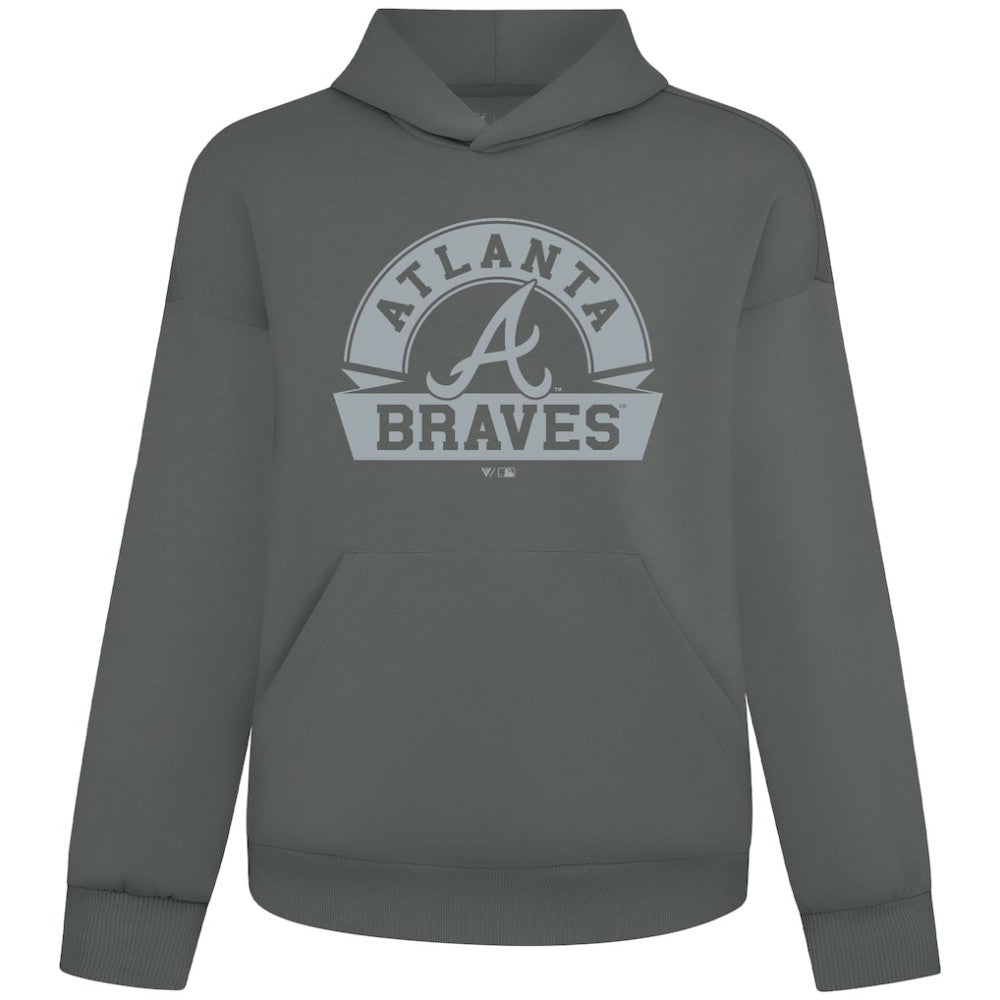 Atlanta Braves Levelwear Luxe Signature Banner Arch Tri-Blend Hoodie - Gray