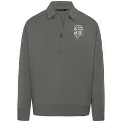 San Francisco Giants Levelwear Luxe Signature Quarter-Zip Chenille Logo Tri-Blend Sweatshirt - Gray