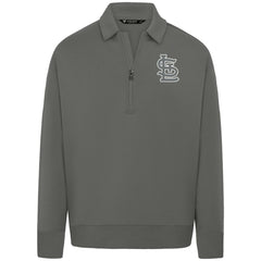 St. Louis Cardinals Levelwear Luxe Signature Quarter-Zip Chenille Logo Tri-Blend Sweatshirt - Gray