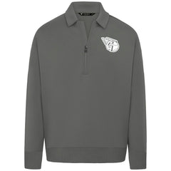 Cleveland Guardians Levelwear Luxe Signature Quarter-Zip Chenille Logo Tri-Blend Sweatshirt - Gray