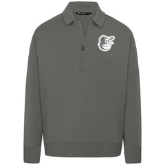 Baltimore Orioles Levelwear Luxe Signature Quarter-Zip Chenille Logo Tri-Blend Sweatshirt - Gray
