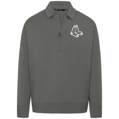 Boston Red Sox Levelwear Luxe Signature Quarter-Zip Chenille Logo Tri-Blend Sweatshirt - Gray