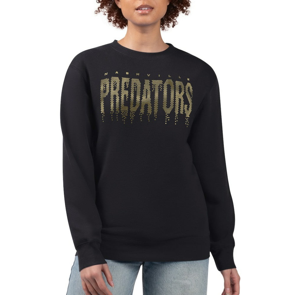 Nashville Predators G-III 4Her by Carl Banks Women's Metallic Drop Printed Fleece Sweatshirt Black