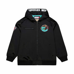 Memphis Grizzlies Hardwood Classics Nights Walk the Tunnel Satin Bomber Full-Snap Hooded Jacket - Black | Mitchell & Ness online