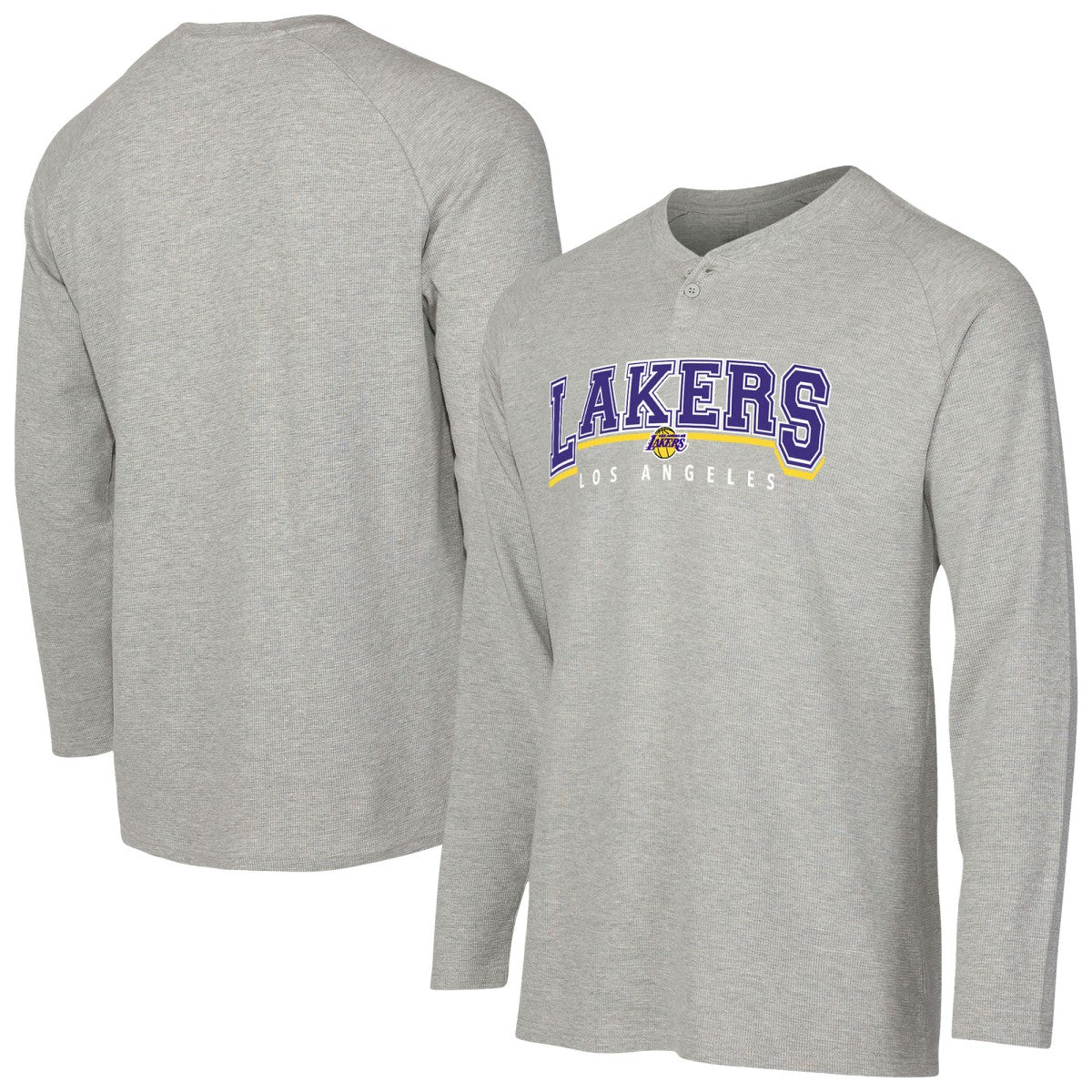 Los Angeles Lakers Concepts Sport Hawthorn Thermal Knit Long Sleeve Henley T-Shirt - Gray outlet