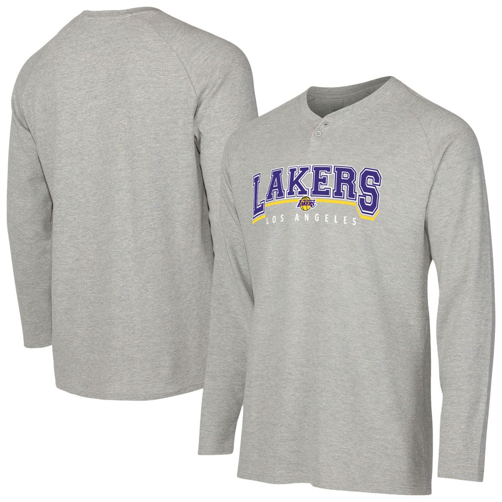 Los Angeles Lakers Concepts Sport Hawthorn Thermal Knit Long Sleeve Henley T-Shirt - Gray outlet