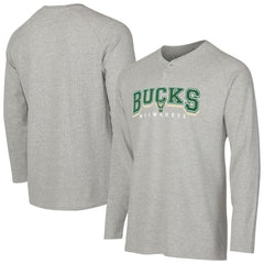 Milwaukee Bucks Concepts Sport Hawthorn Thermal Knit Long Sleeve Henley T-Shirt - Gray for sale