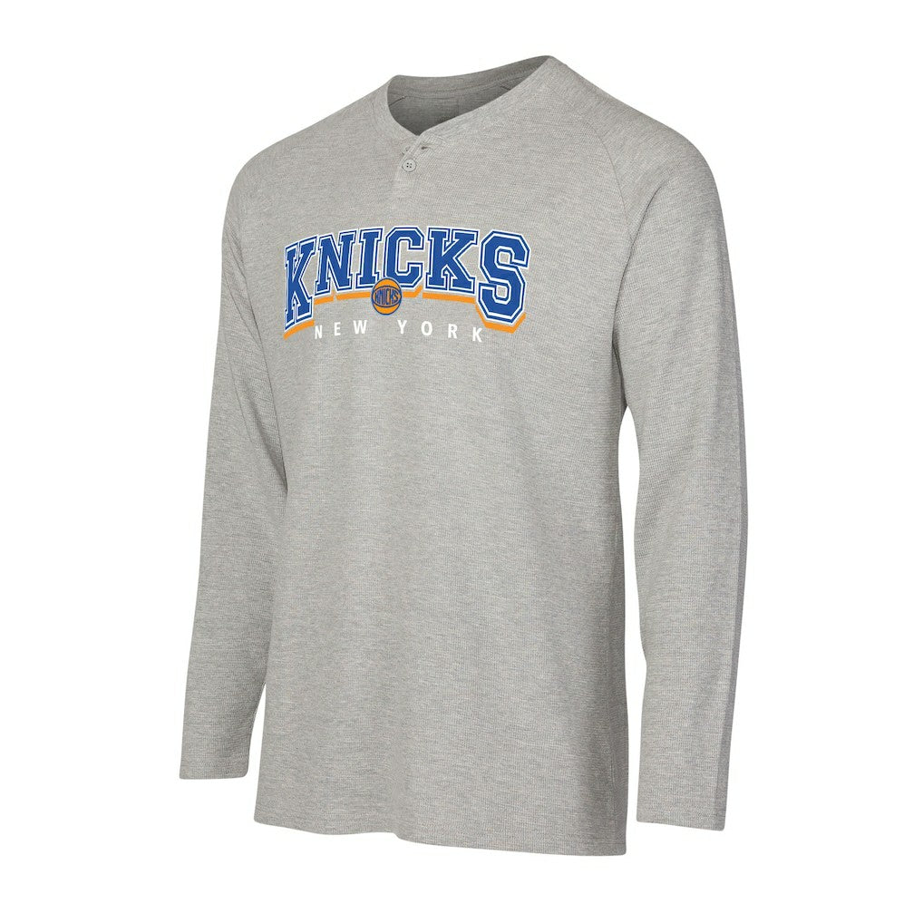 New York Knicks Concepts Sport Hawthorn Thermal Knit Long Sleeve Henley T-Shirt - Gray for sale