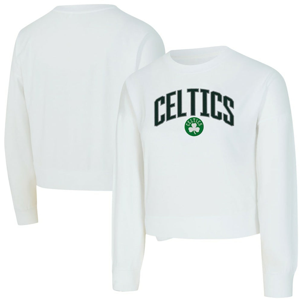Boston Celtics Concepts Sport Women's Laney Chenille Cropped Long Sleeve T-Shirt - White discount