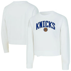 New York Knicks Concepts Sport Women's Laney Chenille Cropped Long Sleeve T-Shirt - White outlet