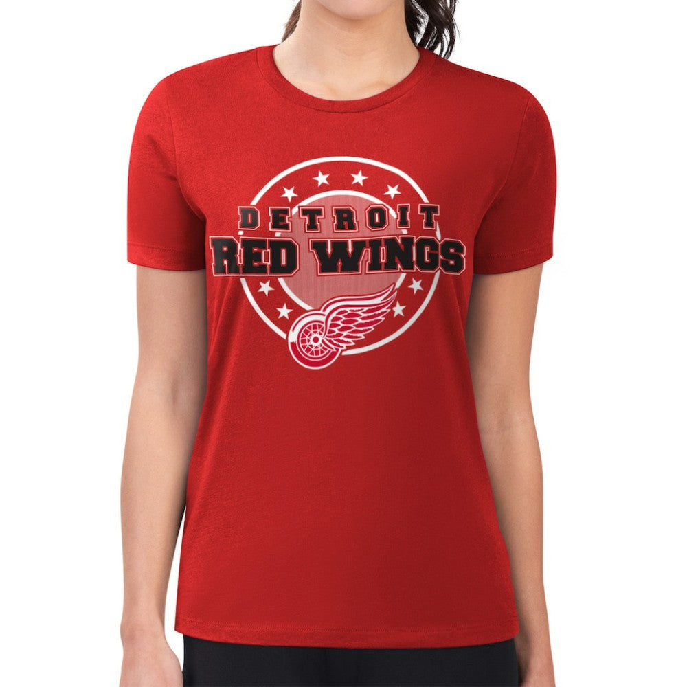 Detroit Red Wings G-III 4Her by Carl Banks Women's Super-Slim Lightweight Pinstripe Circle Graphic T-Shirt Red