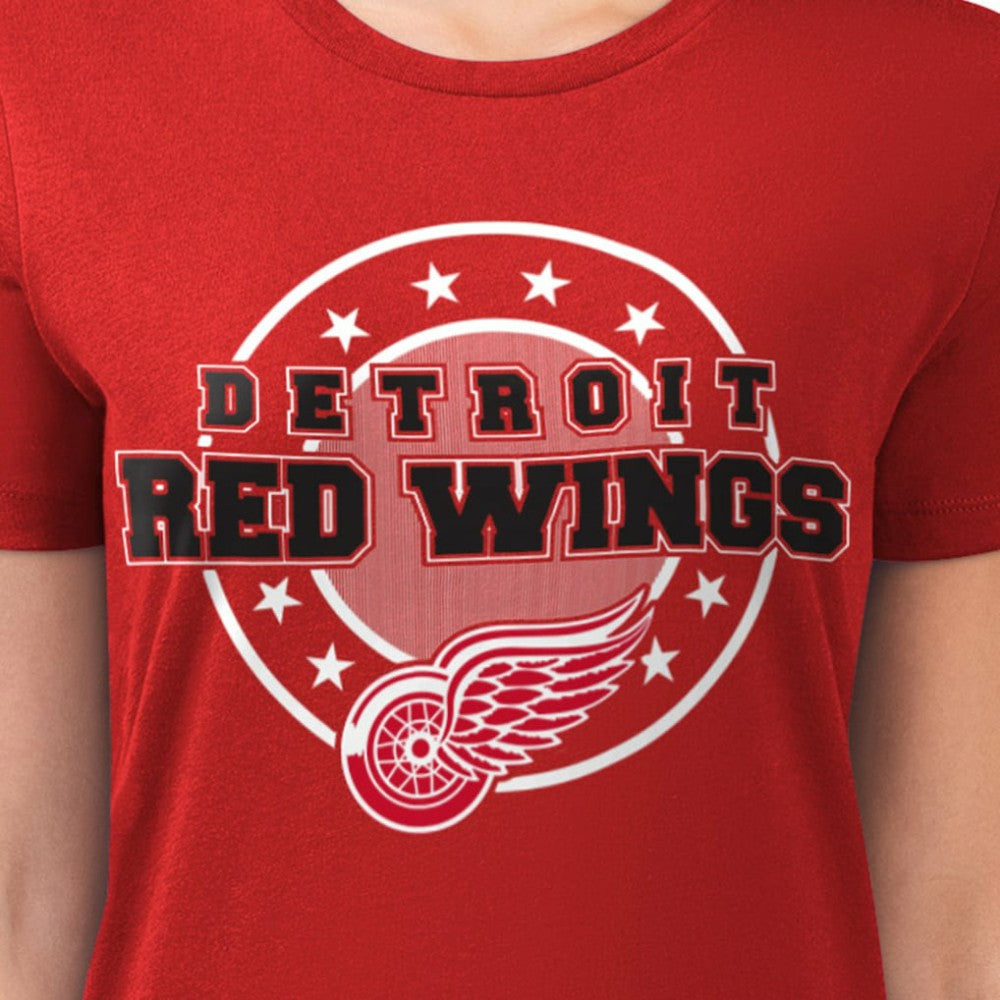 Detroit Red Wings G-III 4Her by Carl Banks Women's Super-Slim Lightweight Pinstripe Circle Graphic T-Shirt Red