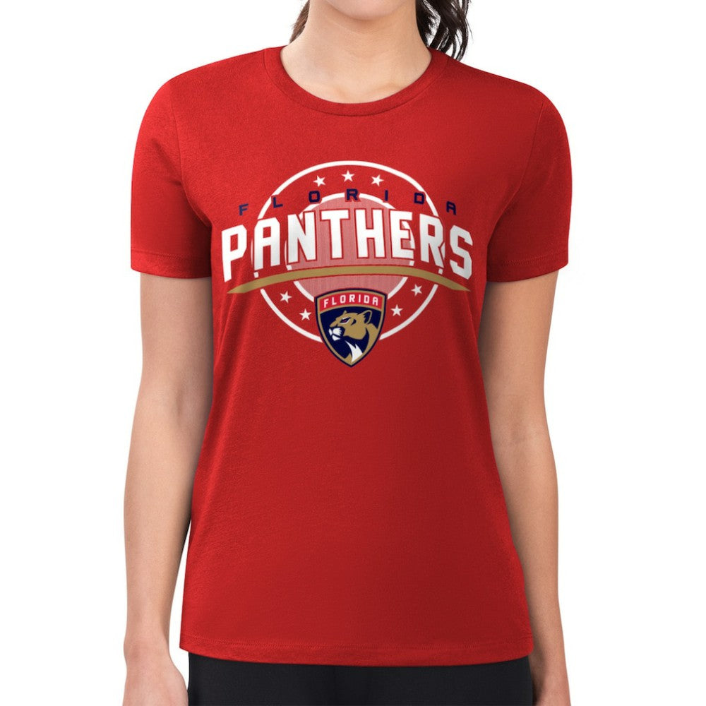 Florida Panthers G-III 4Her by Carl Banks Women's Super-Slim Lightweight Pinstripe Circle Graphic T-Shirt Red