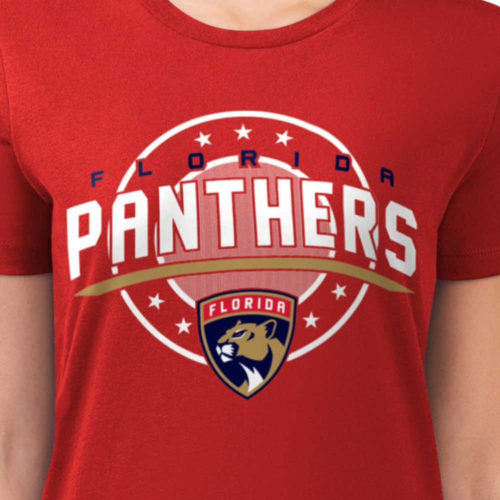 Florida Panthers G-III 4Her by Carl Banks Women's Super-Slim Lightweight Pinstripe Circle Graphic T-Shirt Red