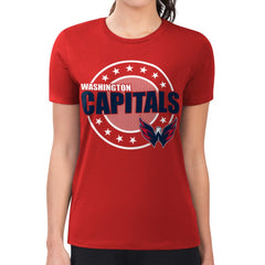 Washington Capitals G-III 4Her by Carl Banks Women's Super-Slim Lightweight Pinstripe Circle Graphic T-Shirt Red