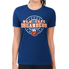 New York Islanders G-III 4Her by Carl Banks Women's Super-Slim Lightweight Pinstripe Circle Graphic T-Shirt Royal