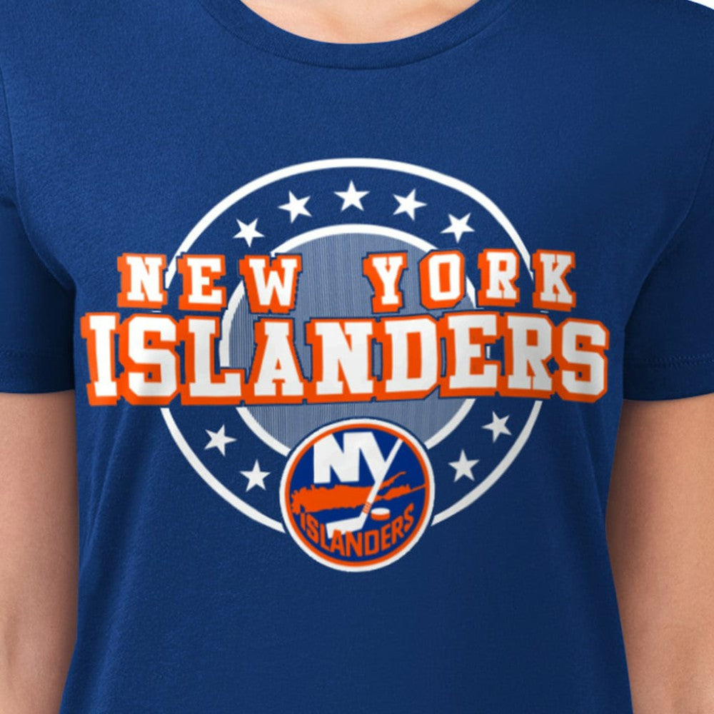 New York Islanders G-III 4Her by Carl Banks Women's Super-Slim Lightweight Pinstripe Circle Graphic T-Shirt Royal