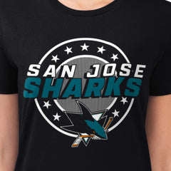 San Jose Sharks G-III 4Her by Carl Banks Women's Super-Slim Lightweight Pinstripe Circle Graphic T-Shirt Black