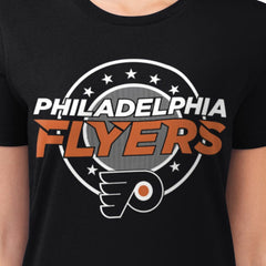 Philadelphia Flyers G-III 4Her by Carl Banks Women's Super-Slim Lightweight Pinstripe Circle Graphic T-Shirt Black