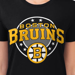 Boston Bruins G-III 4Her by Carl Banks Women's Super-Slim Lightweight Pinstripe Circle Graphic T-Shirt Black