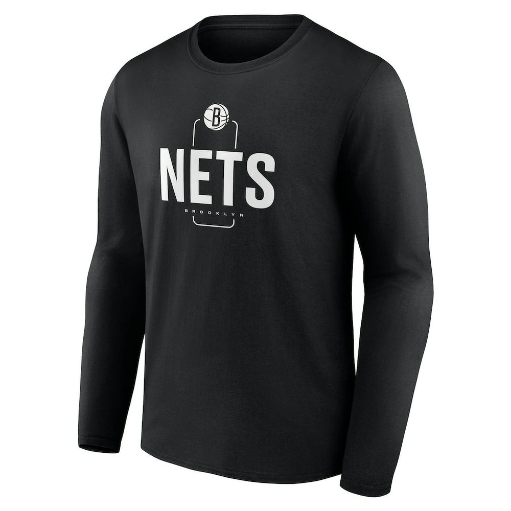 Brooklyn Nets Center Court Name & Number Custom Long Sleeve T-Shirt - Black on sale