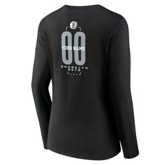 Brooklyn Nets Women's Center Court Name & Number Custom Long Sleeve V-Neck T-Shirt - Black sale