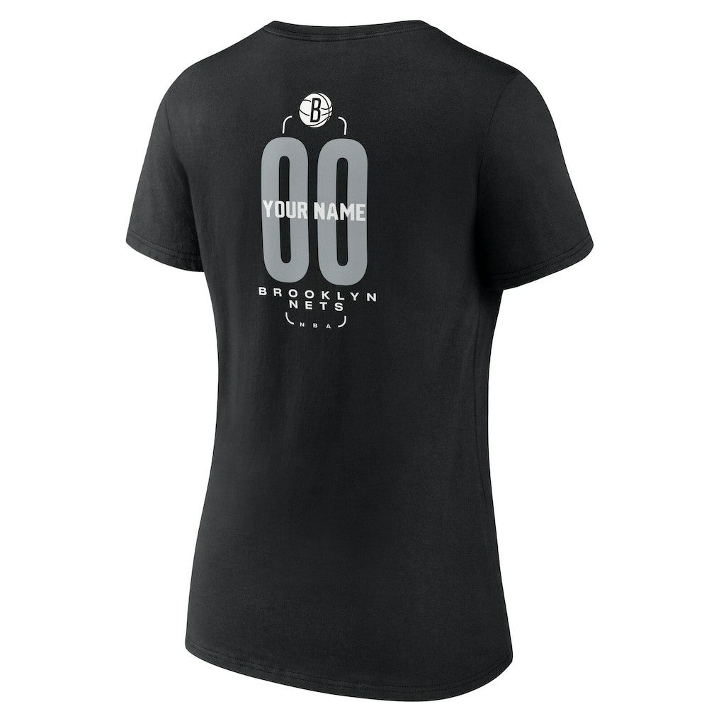 Brooklyn Nets Women's Center Court Name & Number Custom V-Neck T-Shirt - Black shop