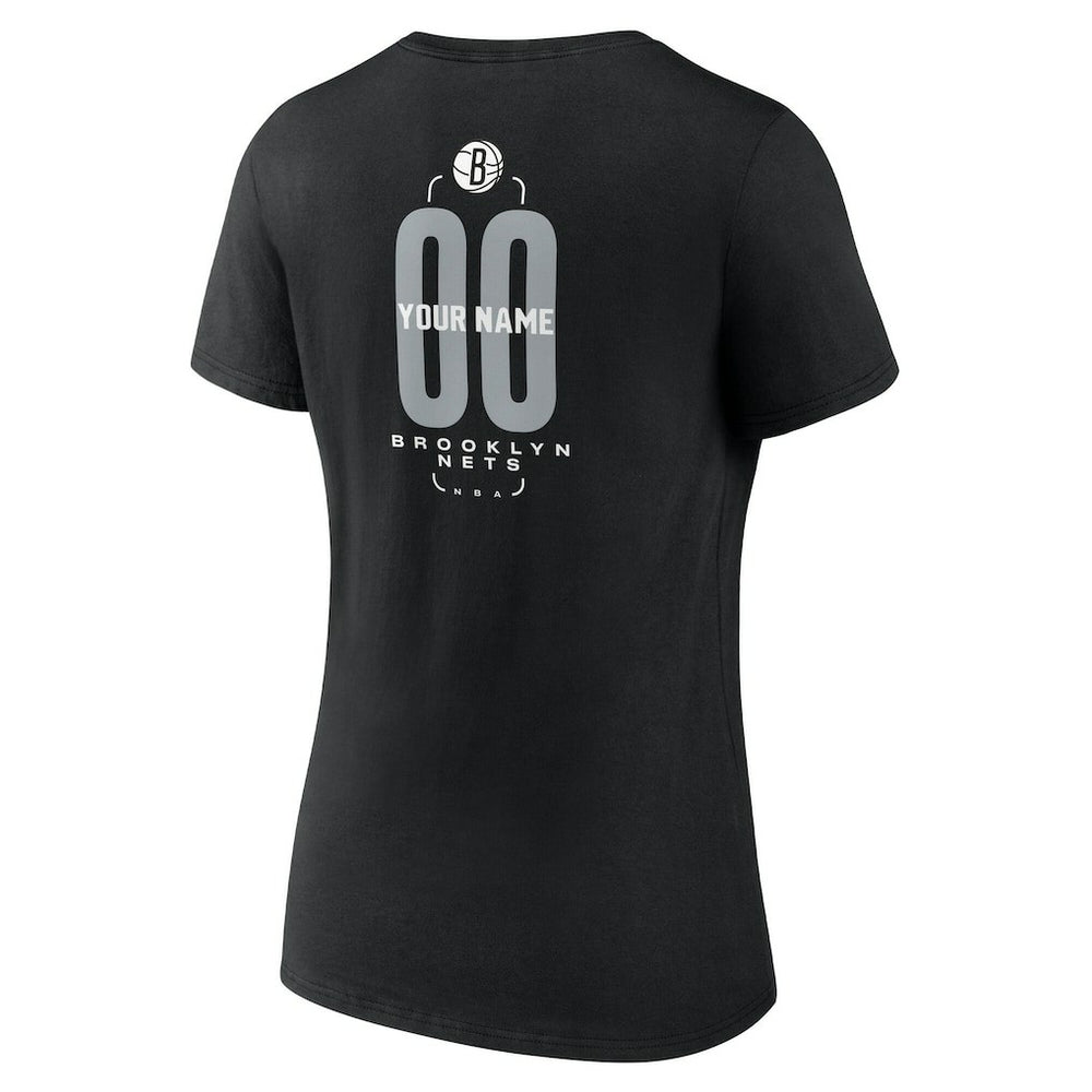 Brooklyn Nets Women's Center Court Name & Number Custom V-Neck T-Shirt - Black shop