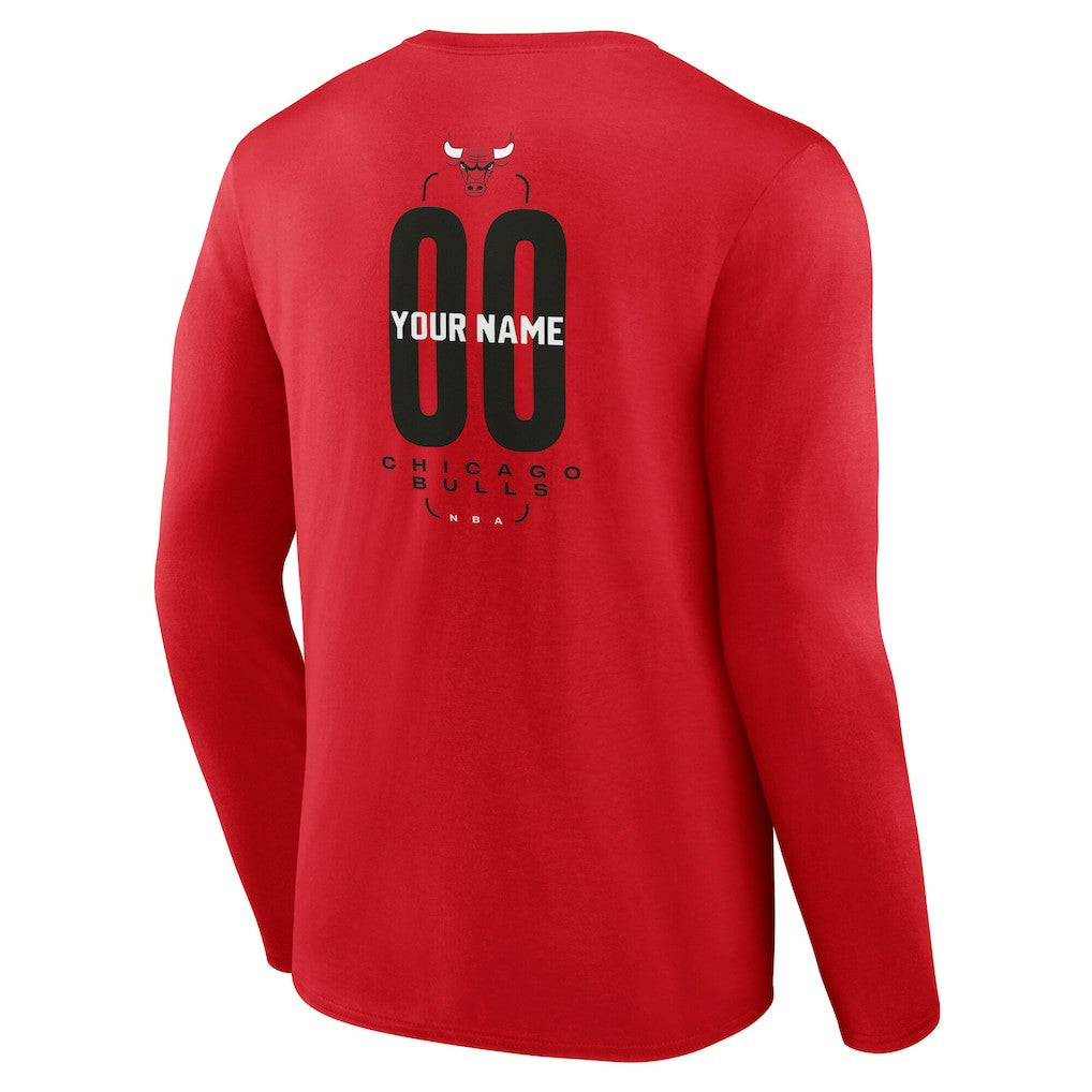 Chicago Bulls Center Court Name & Number Custom Long Sleeve T-Shirt sale - Red discount