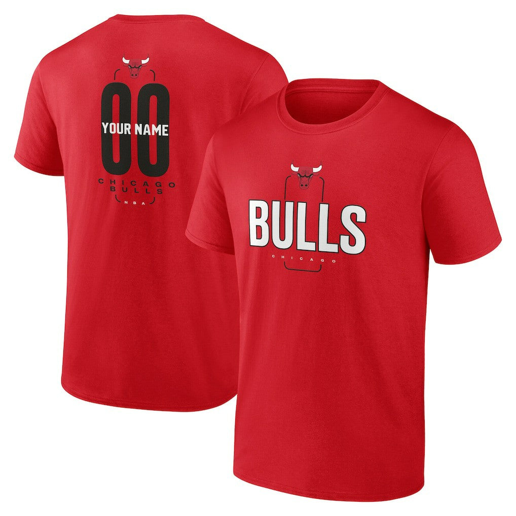 Chicago Bulls Center Court Name & Number Custom T-Shirt sale - Red on sale