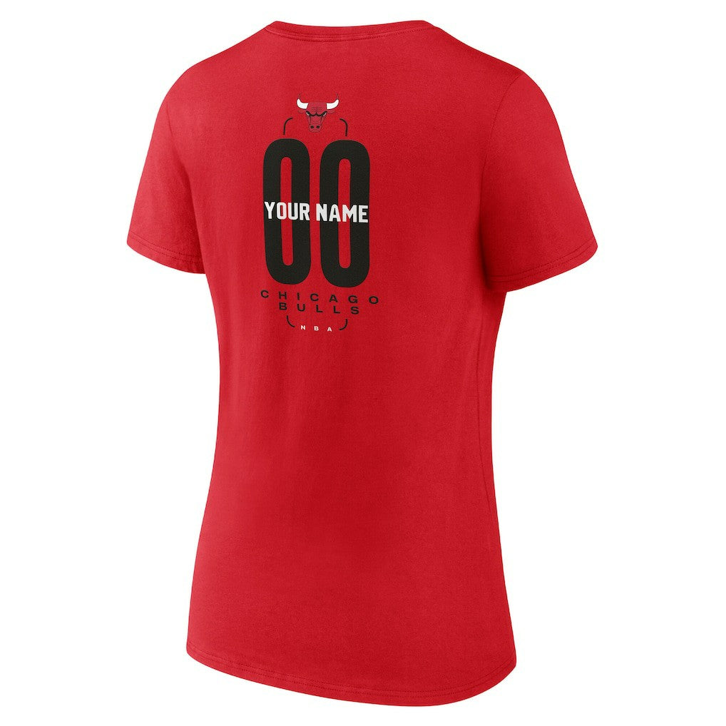 Chicago Bulls Women's Center Court Name & Number Custom V-Neck T-Shirt sale - Red on sale