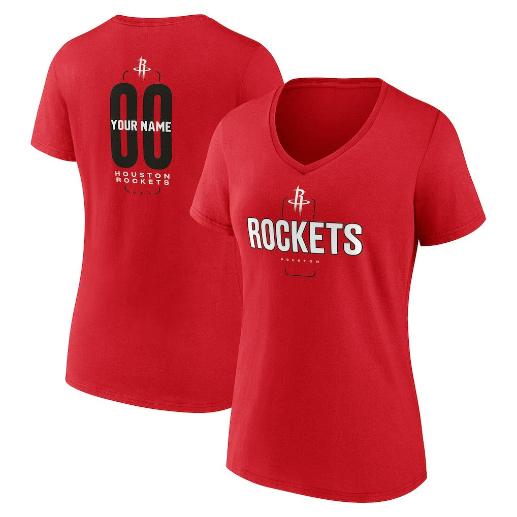 Houston Rockets Women's Center Court Name & Number Custom V-Neck T-Shirt - Red discount